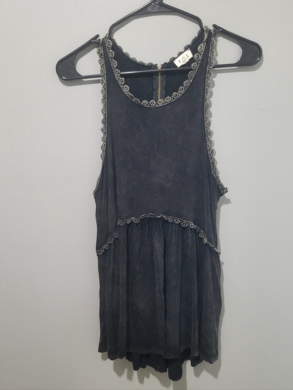 POL Lot of 2 Bohemian Stonewash Grey/Mauve Babydoll Tank Top Sz S